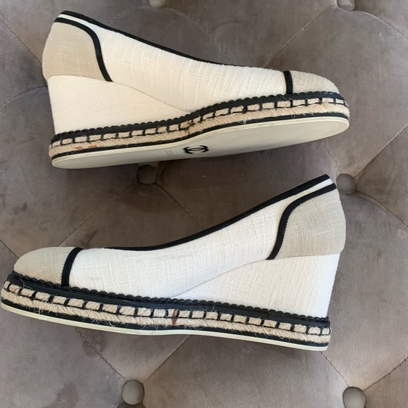 🚫SOLD🚫Chanel white beige wedge espadrilles 39.5 - Picture 6 of 12